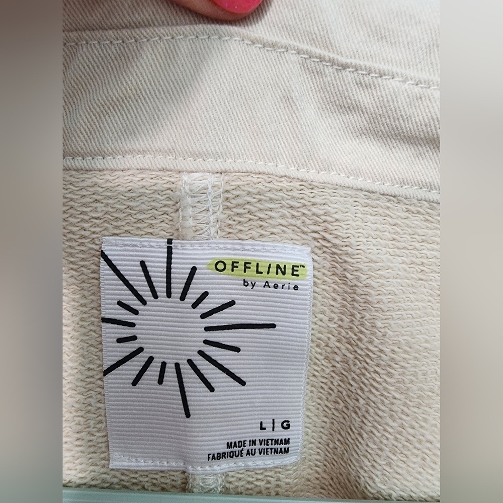 Aerie Offline Throw-Back Shacket, Toasted Coconut, Size Large - Picture 3 of 4